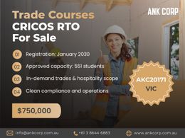 Trade Courses CRICOS RTO For Sale | 551 Capacity | VIC | $750,000 