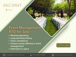 Event Management RTO for Sale | $270,000 | AKC20145