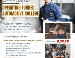 EXCELLENT MANAGEMENT, PROFITABLE AUTOMOTIVE COLLEGE FOR SALE - AKC20123