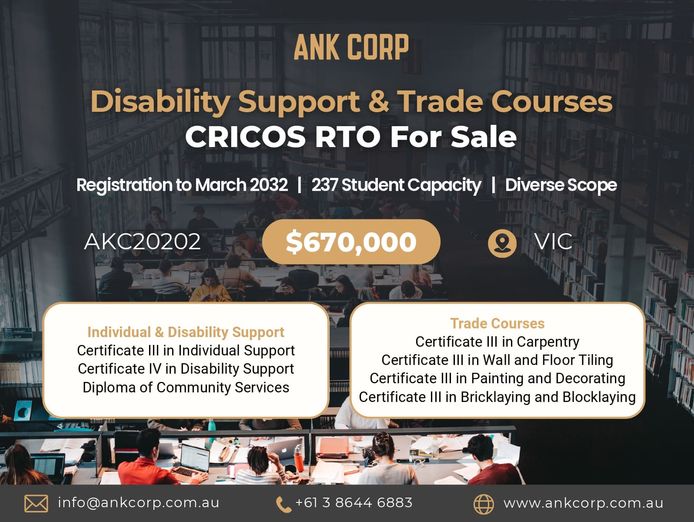 disability-support-trade-cricos-for-sale-vic-237-capacity-0
