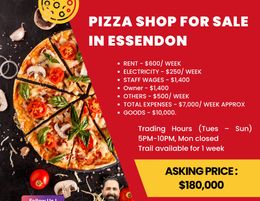 Pizza Shop Business for Sale in Essendon Area!